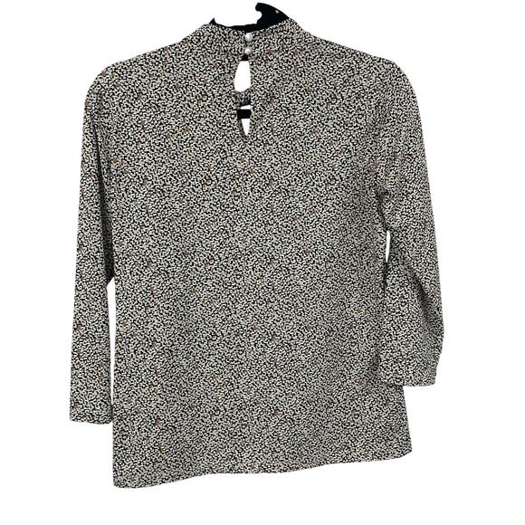 J. McLaughlin Catalina Cloth Keyhole Cutout Abstract Animal Print Top Womens XS - Picture 2 of 6
